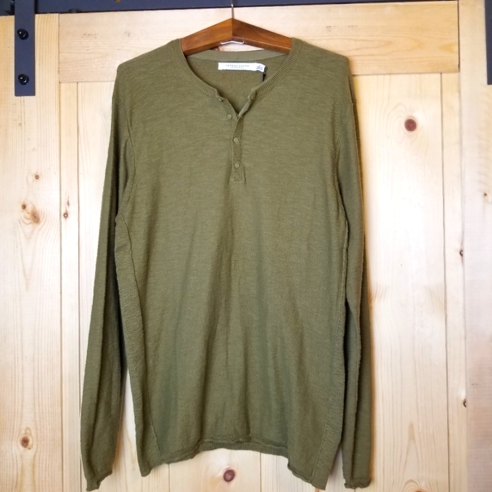 Thomas Payne UK Collection Cotton Long Sleeve Henley Shirt NWT